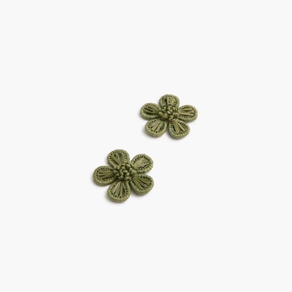 J. Crew Green Floral Earrings with Vintage Design